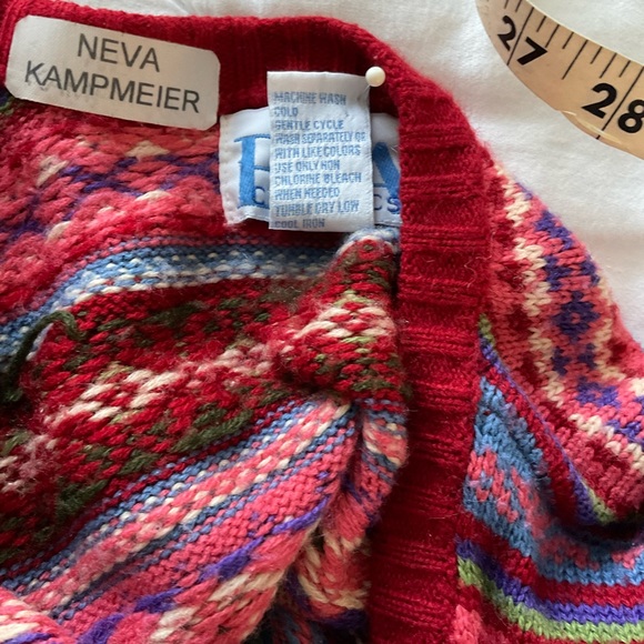 Petite Medium Fair Isle sweater, red and other colors - Picture 5 of 5